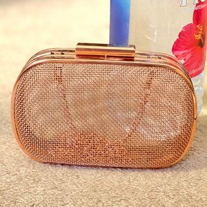 Rose gold evening bag hard case